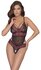 Kanten Stringbody Met Open Kruisje - Zwart/Rood_